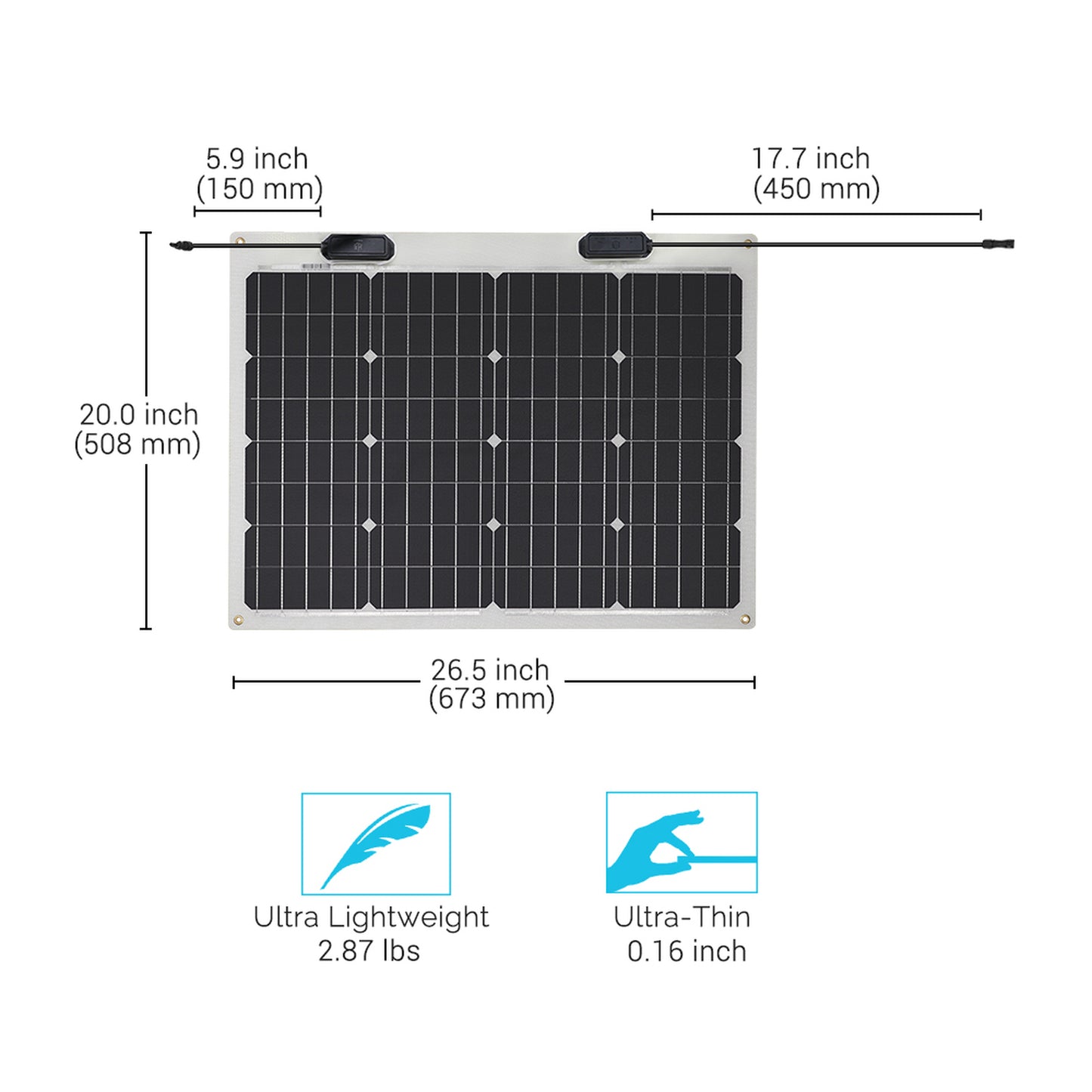 Renogy 50 Watt 12 Volt Flexible Monocrystalline Solar Panel